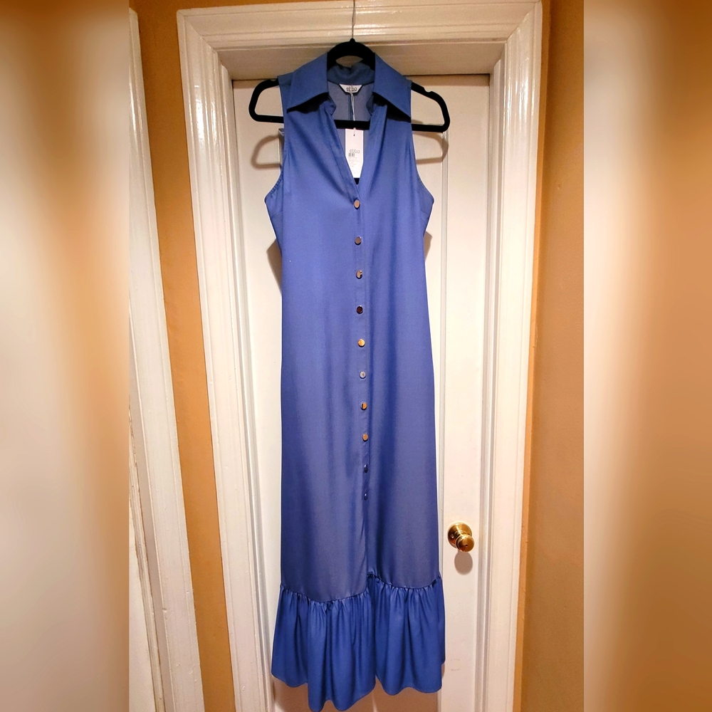 NWT Imported Columbia Designer EBBA Ladie's Sleeveless Button Down Maxidress 👗
